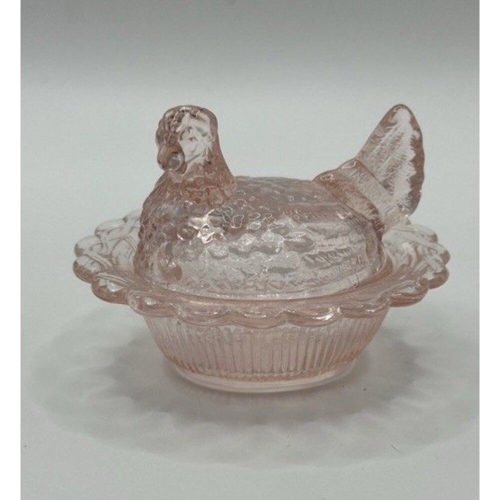 Mosser Mini Hen on Nest Pink Opal Salt Cellar L.G.Smith excellent condition